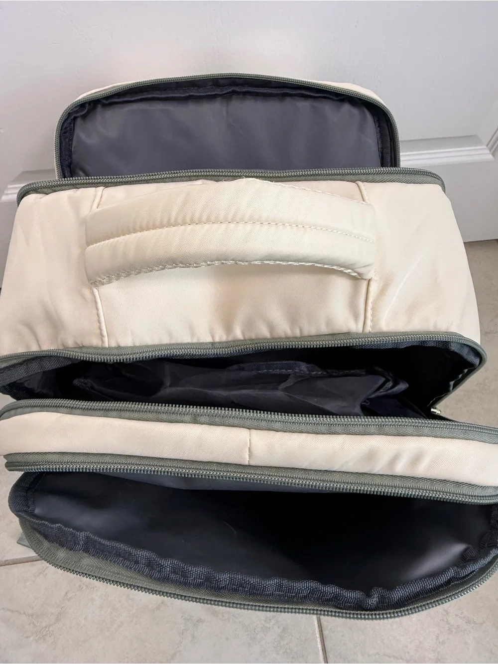 Beige Travel Backpack - Water-Resistant Laptop Bag